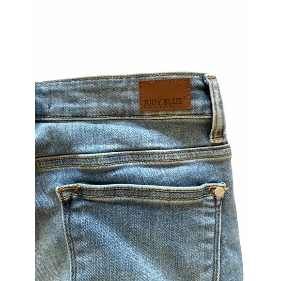 Judy Blue Capri Fit Distressed Boyfriend Jeans High Rise Blue Stretch Size 27 - Picture 3 of 7